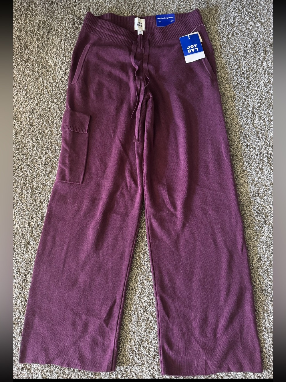 NWT JoyLab High-Rise Sweater Cargo Pants Plum Purple Size M